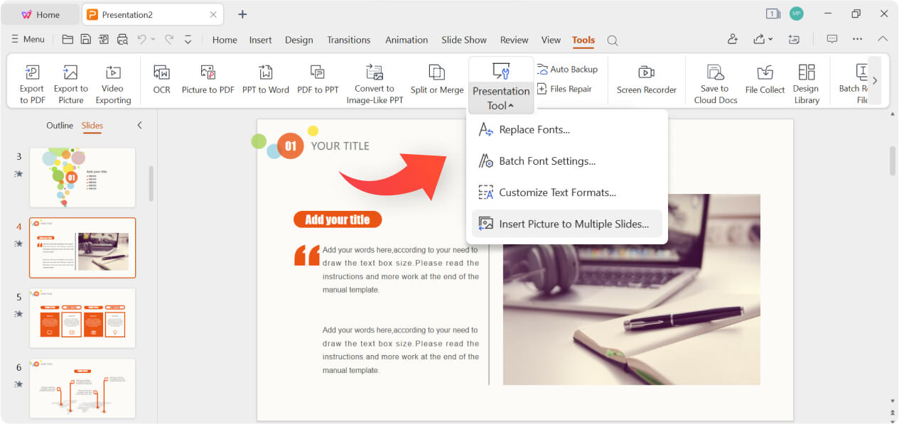 WPS Office menawarkan Alat Presentasi