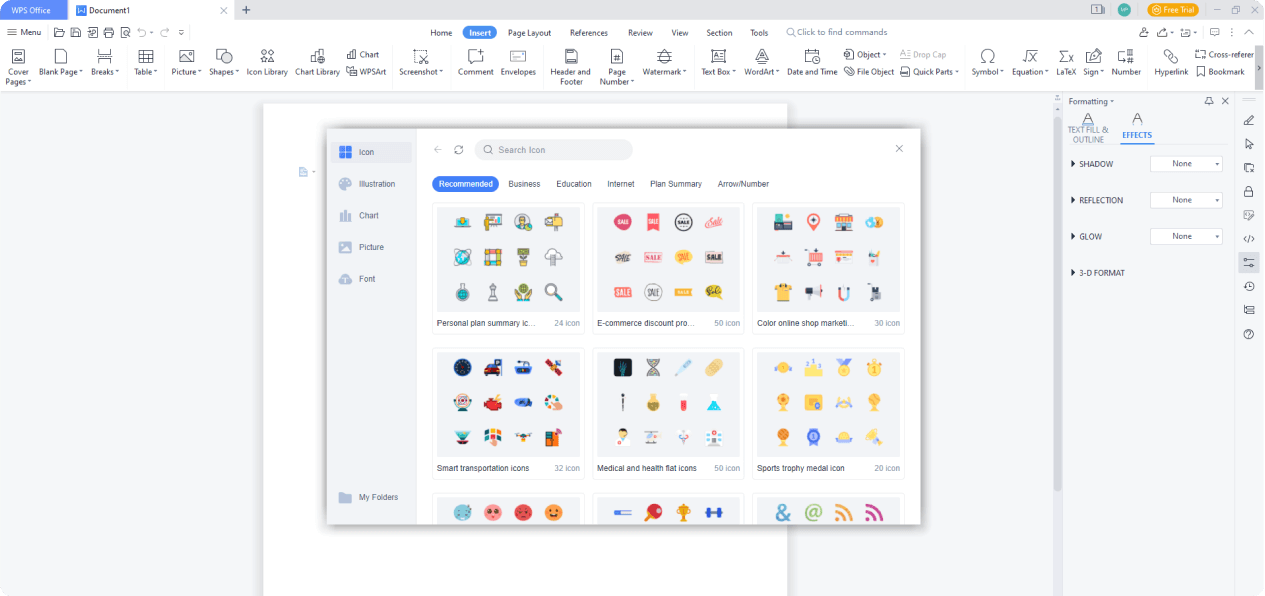 WPS Writer offers Built-in Icons & Images