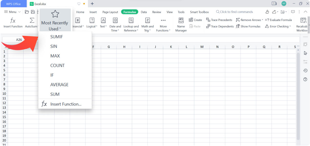 Rumus Excel Mudah menggunakan WPS Spreadsheet