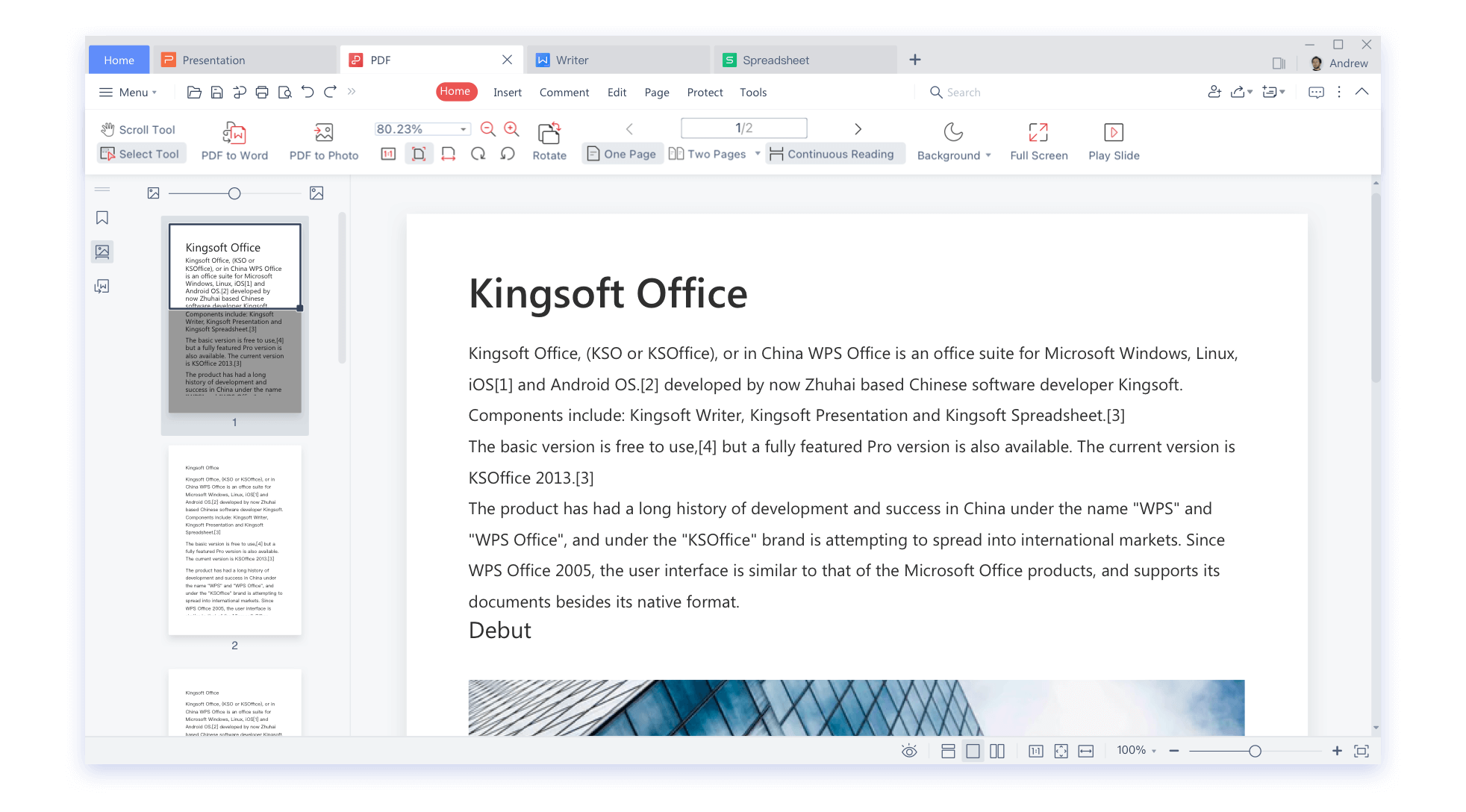 Free All-in-One Office Suite for Linux