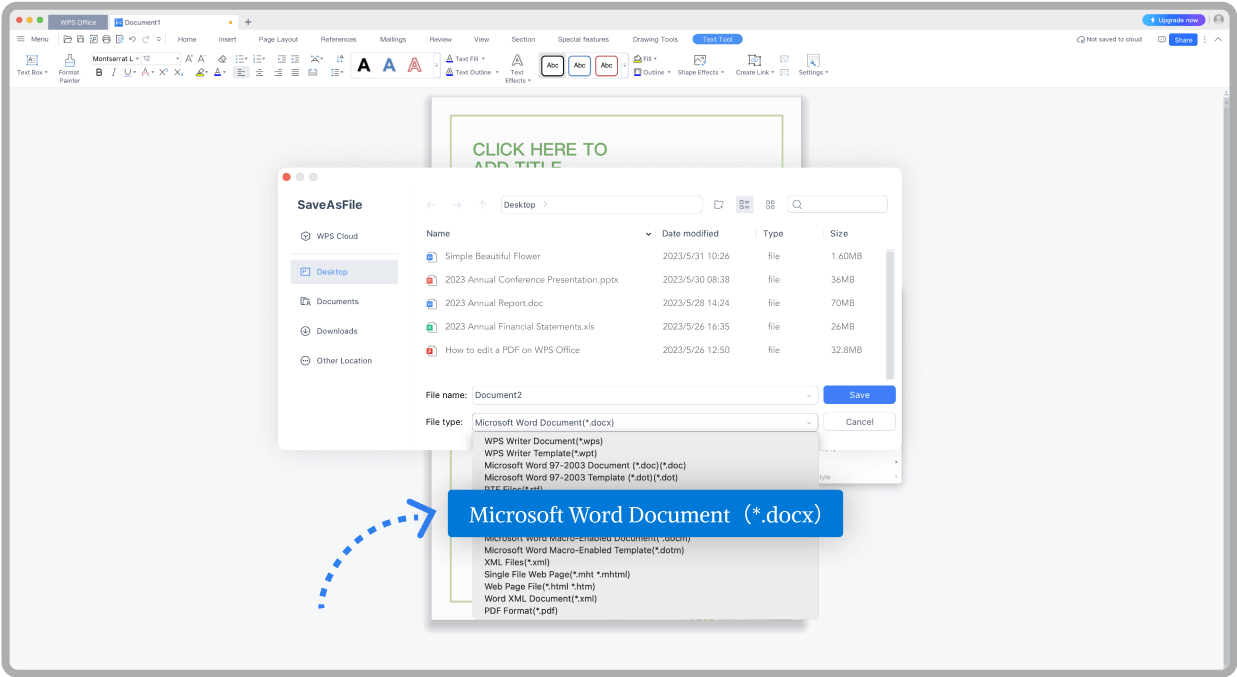 Save a File with WPS Office on Mac